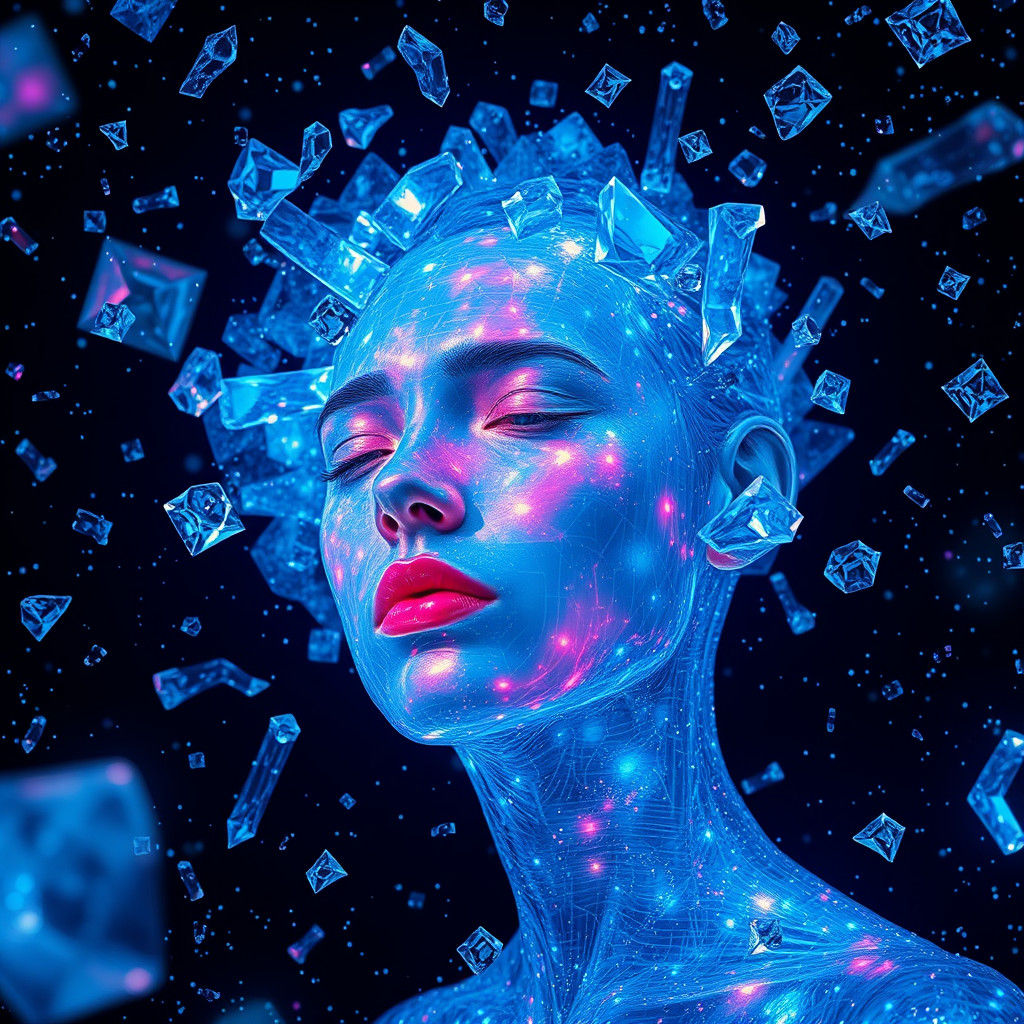 Iridescent Aura: Kaleidoscope of Emotions in a Dark Void