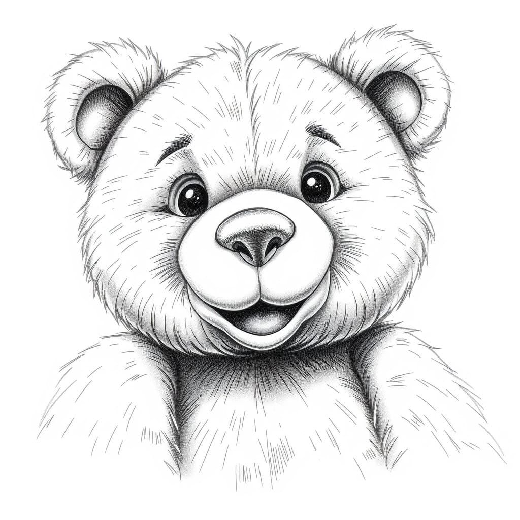 Teddy Bear Portrait in Graphite Pencils