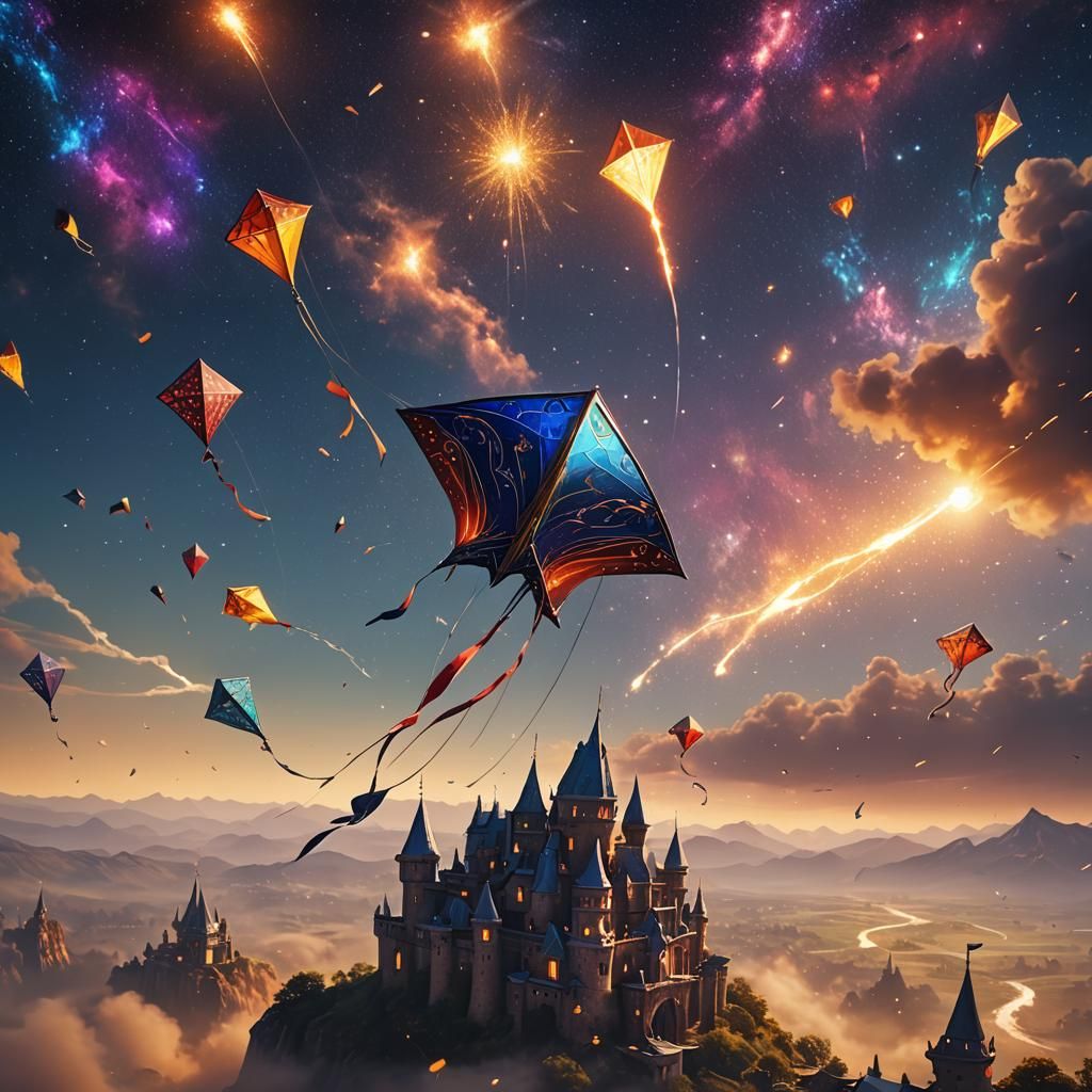 Fantastical Kite Soaring Through the Galaxy