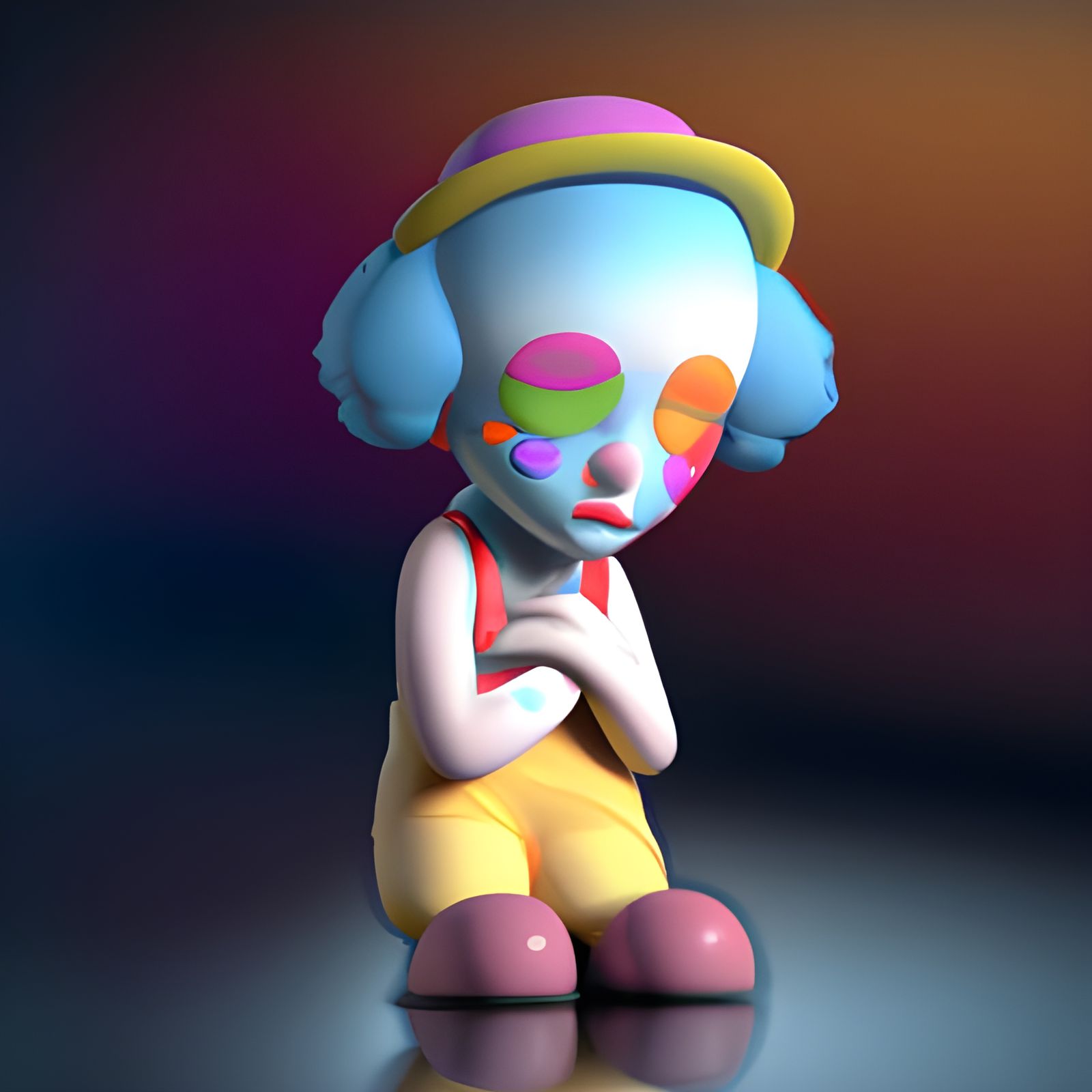 Sad Clown Girl as 3D Digital Art