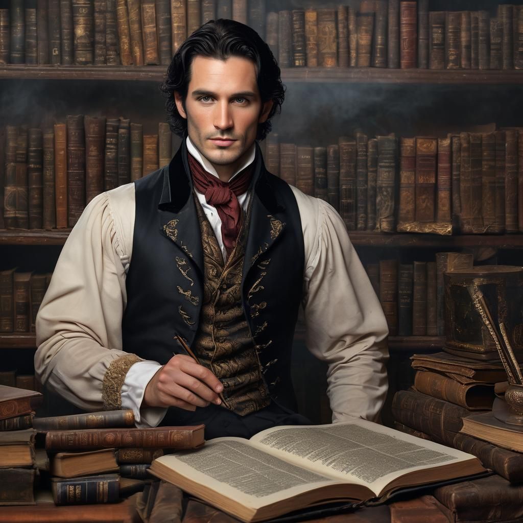 Regency Gentleman Transcribing Texts: Matte Painting