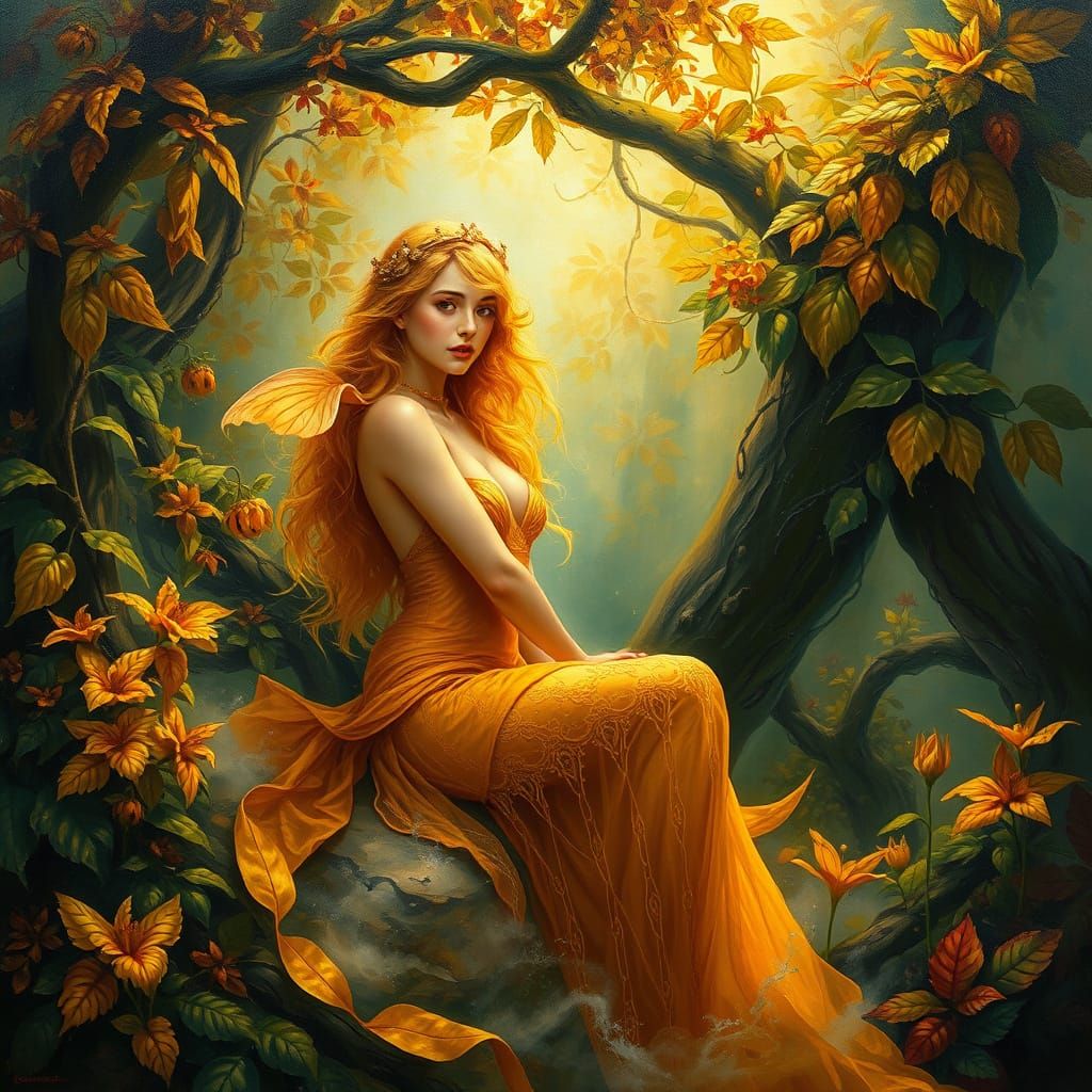 In a captivating luminous thick expressive impasto art nouveau oil painting in the style of Alphonse Mucha, Jeremy Mann,...