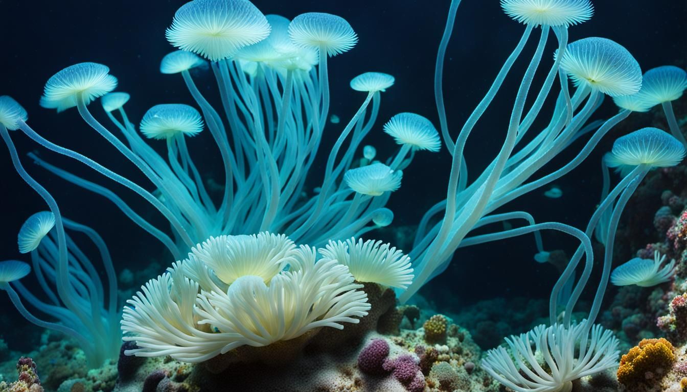 Crystal Siphonophores and Anemones in Mariana Trench