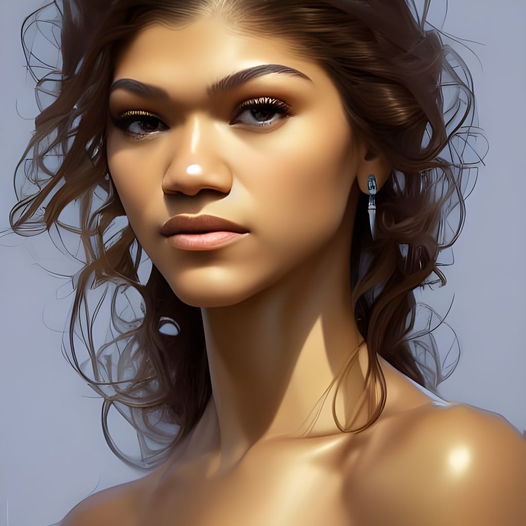 Zendaya Portrait in Hyperdetailed Art Nouveau Style