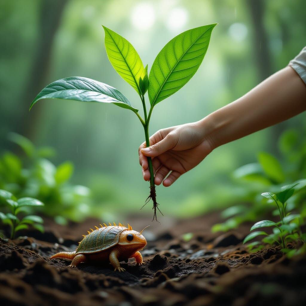 leaf over a strange critter