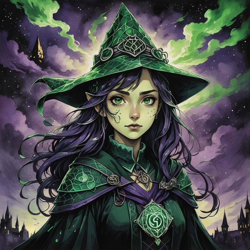 Eerie Anime Slytherin Girl in Ghibli Style