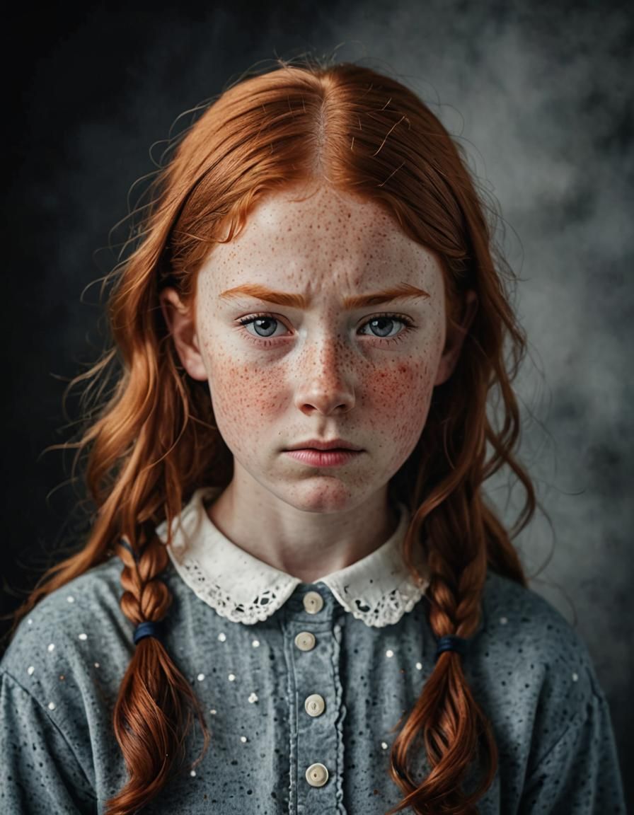 Annoyed Redhead Girl Close-Up Portrait