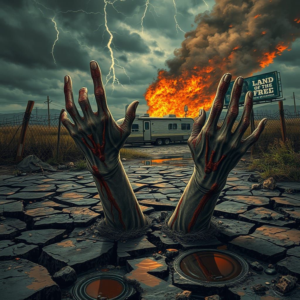 Wasteland Emergence: Scarred Hands in Scorched Earth