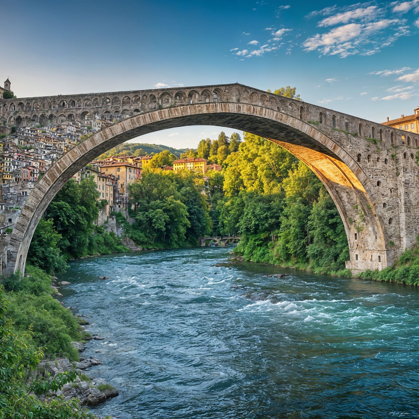 Bobbio Bridge in Medieval Style