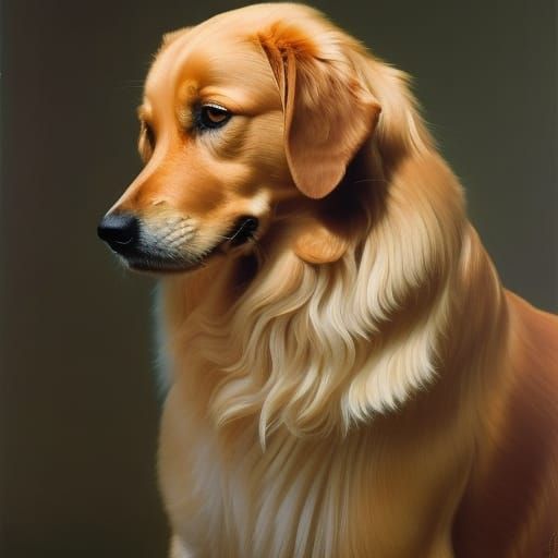 Golden Retriever Portrait in Impressionist Style