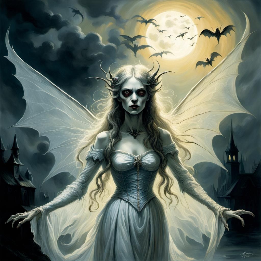 Ethereal Vampire Fairy in Gothic Horror Style