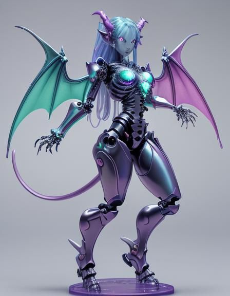 Rainbow Slime Dragon Girl with Robot Skeleton