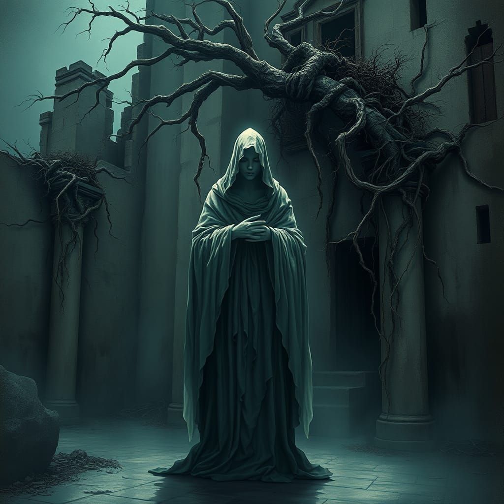 Ethereal Figure in Dreamlike Landscape, Metaphysical Style