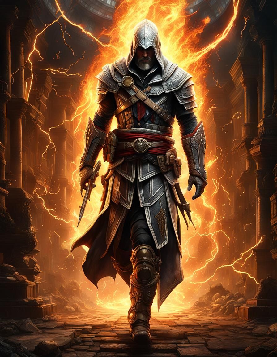 Assassin Emerges from Portal in Lovecraftian Cosmic Horror