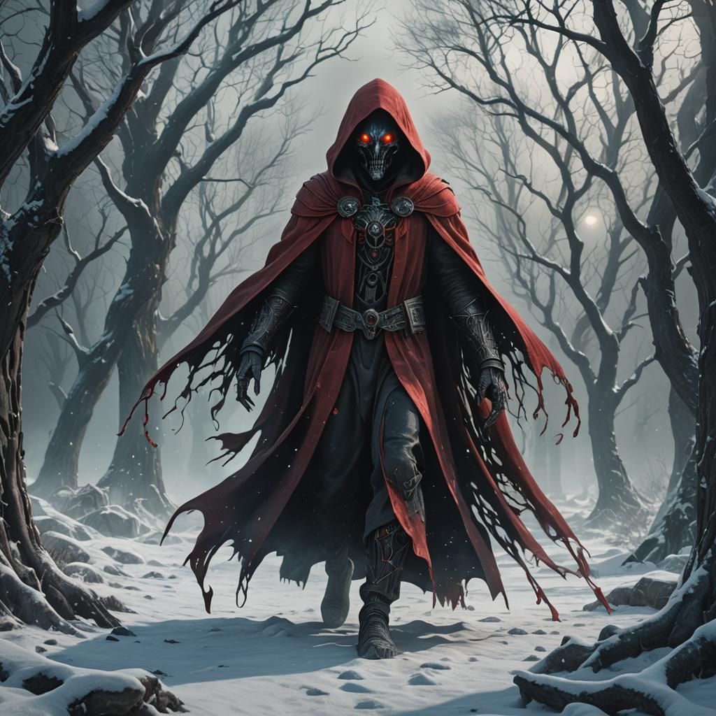 Ghostly Alien Apparition in Winter Landscape