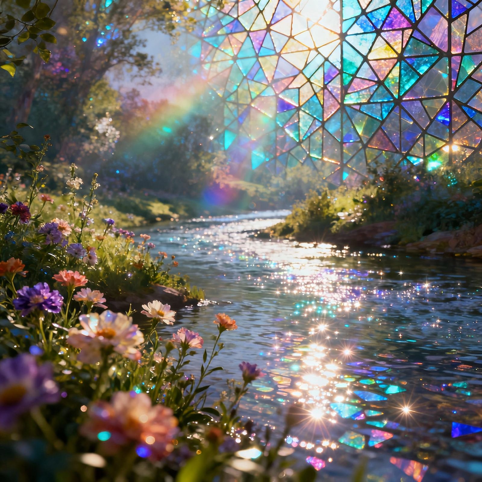 Sparkling River Landscape with Prismatic Effect