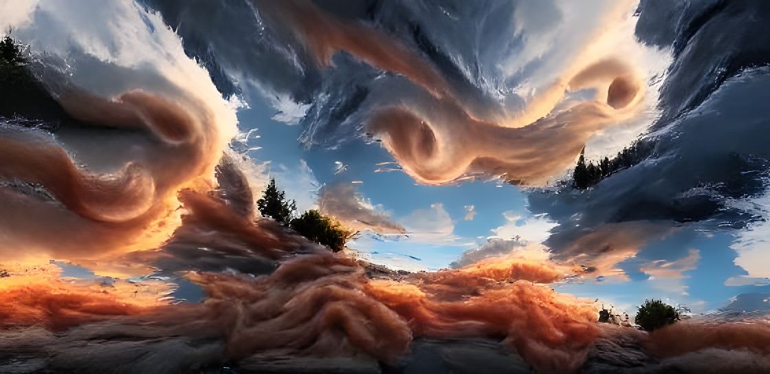 Vibrant Sunset Sky with Swirling Clouds