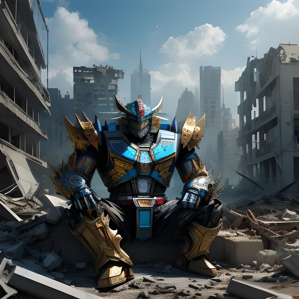 Megazord Wreckage in Rubble Aftermath