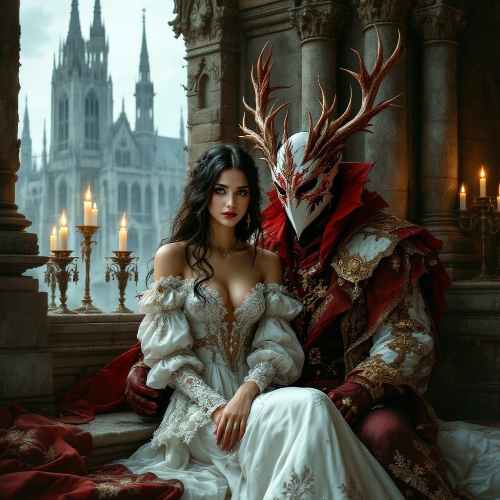 Ethereal Dark Fantasy Scene in Grandiose Style