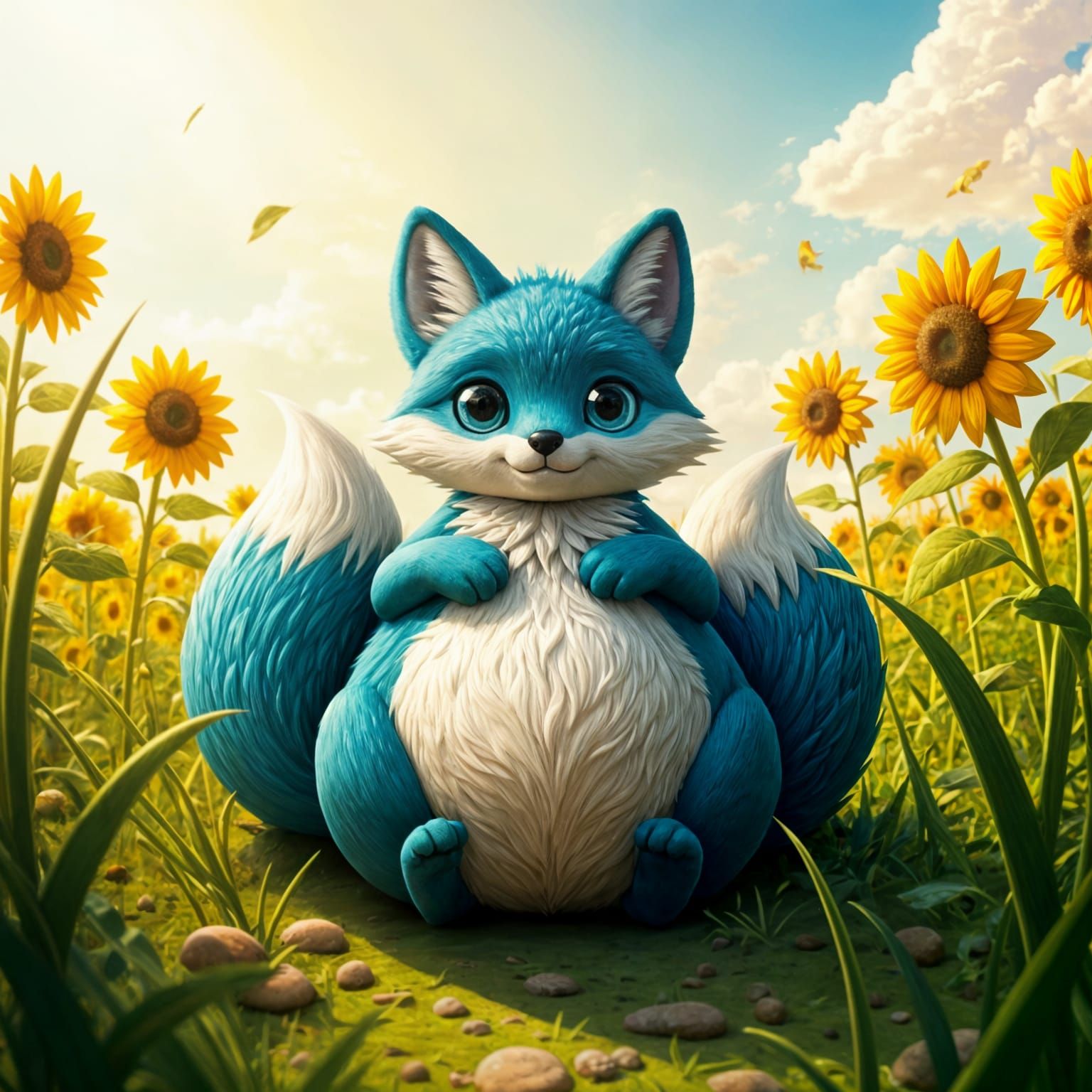 Whimsical Clay Fox Basks in Sunshine