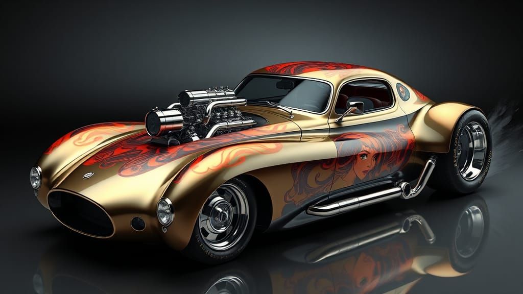 Sleek Nitrous Gasser with Manga Graphics and Chrome Accents