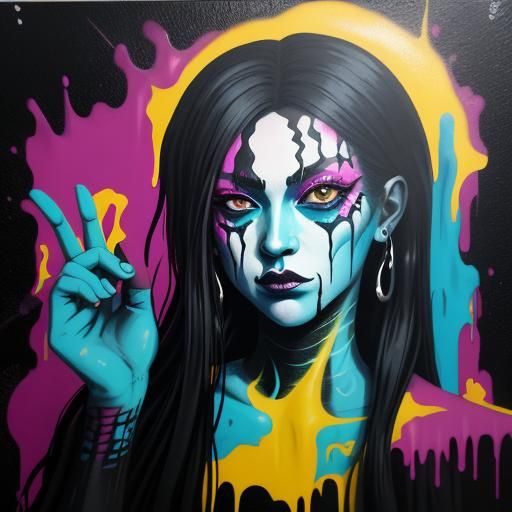 Perfected Succubus Female in Graffiti Art Style