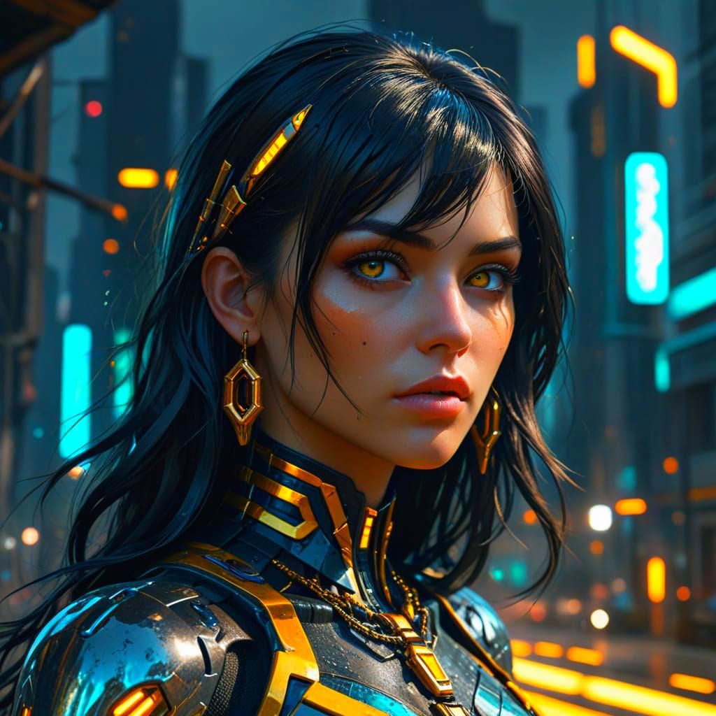 Powerful Woman with Tattoos in Low Angle Shot