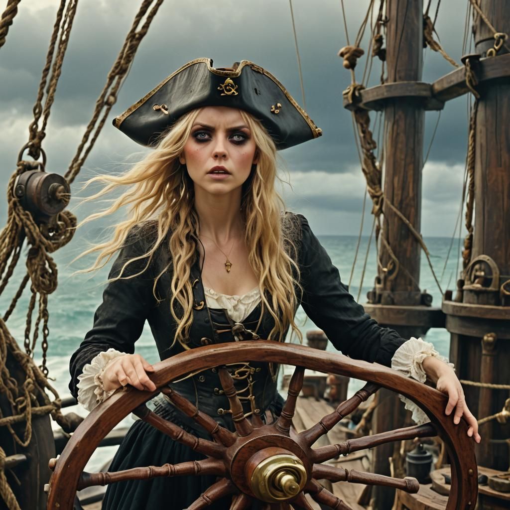 Pirate Woman at the Helm: A Cinematic Portrait