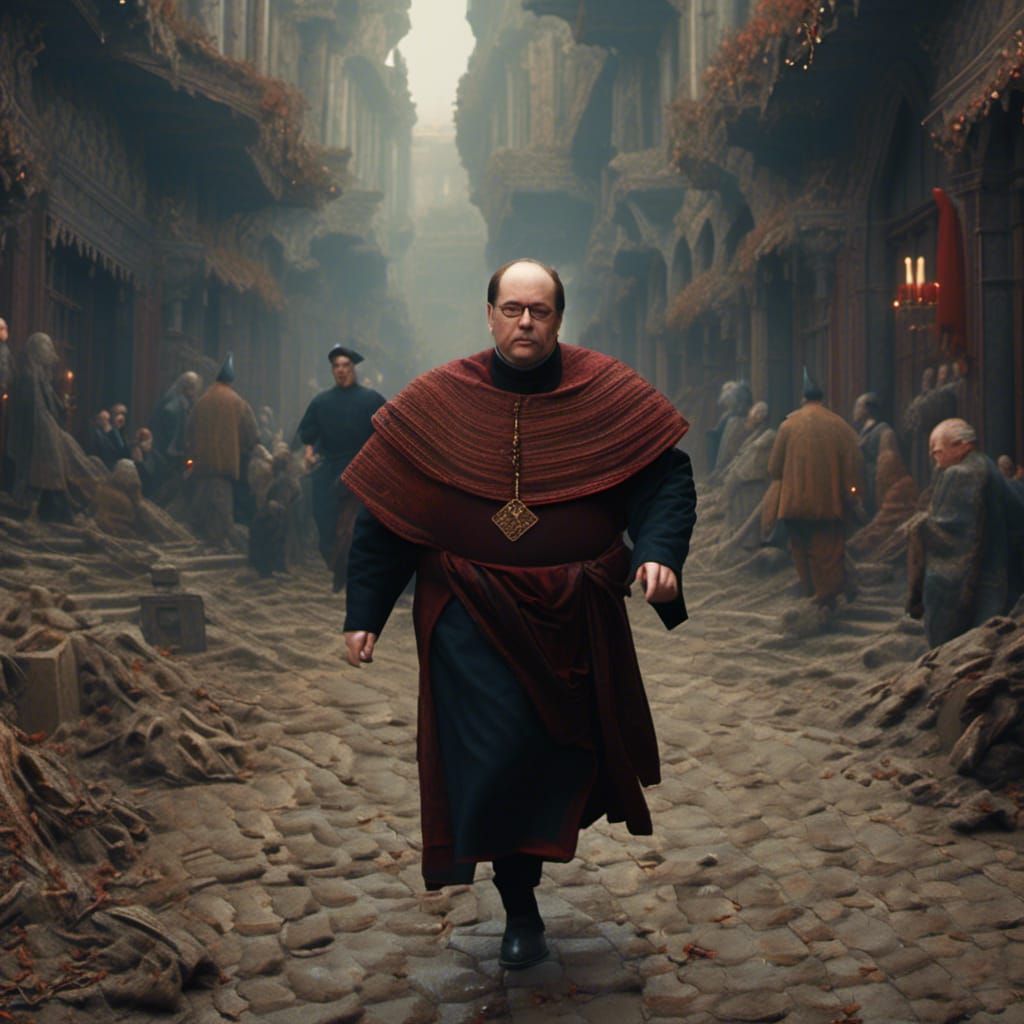 Priest Jogging: Epic Cinematic Digital Art