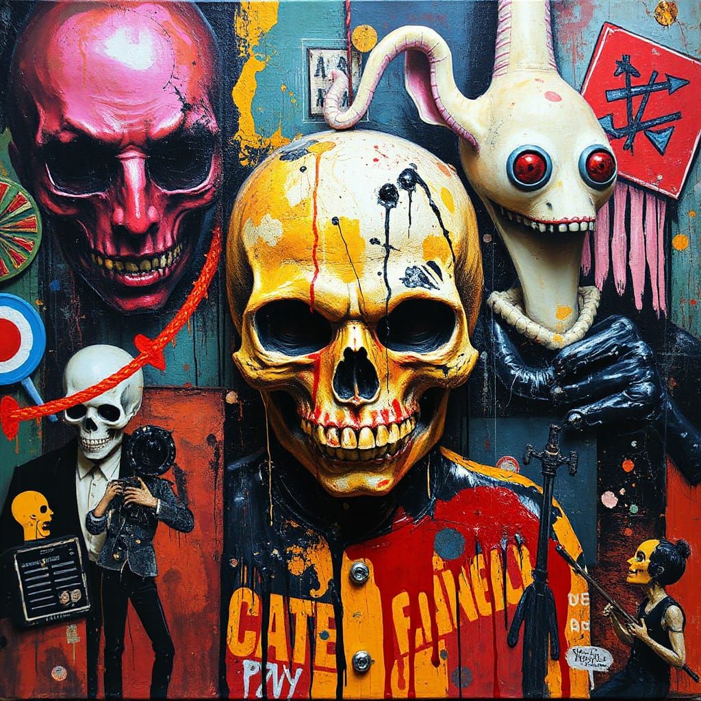 Punk Carnival in Abstract Expressionist Style