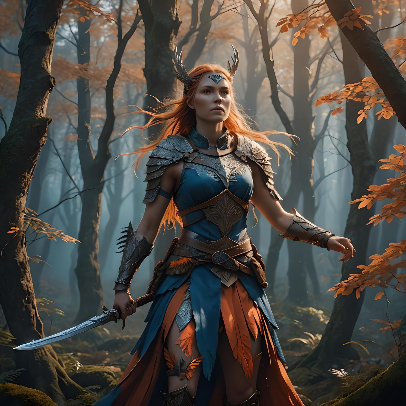 Nordic Woman Emanating Light: Detailed Matte Painting