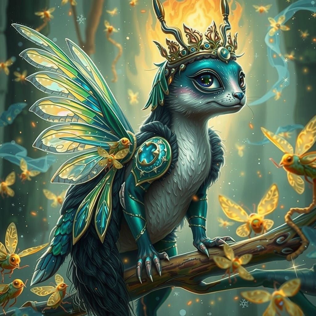 Mystical Firefly in Shimmering Holographic Wings