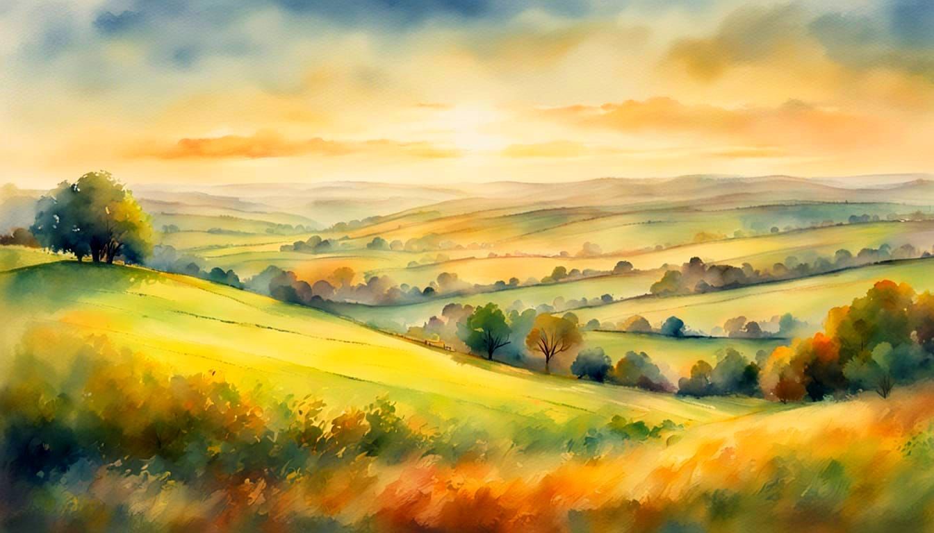 Watercolour Painting of Old Tipton Ware Scenery