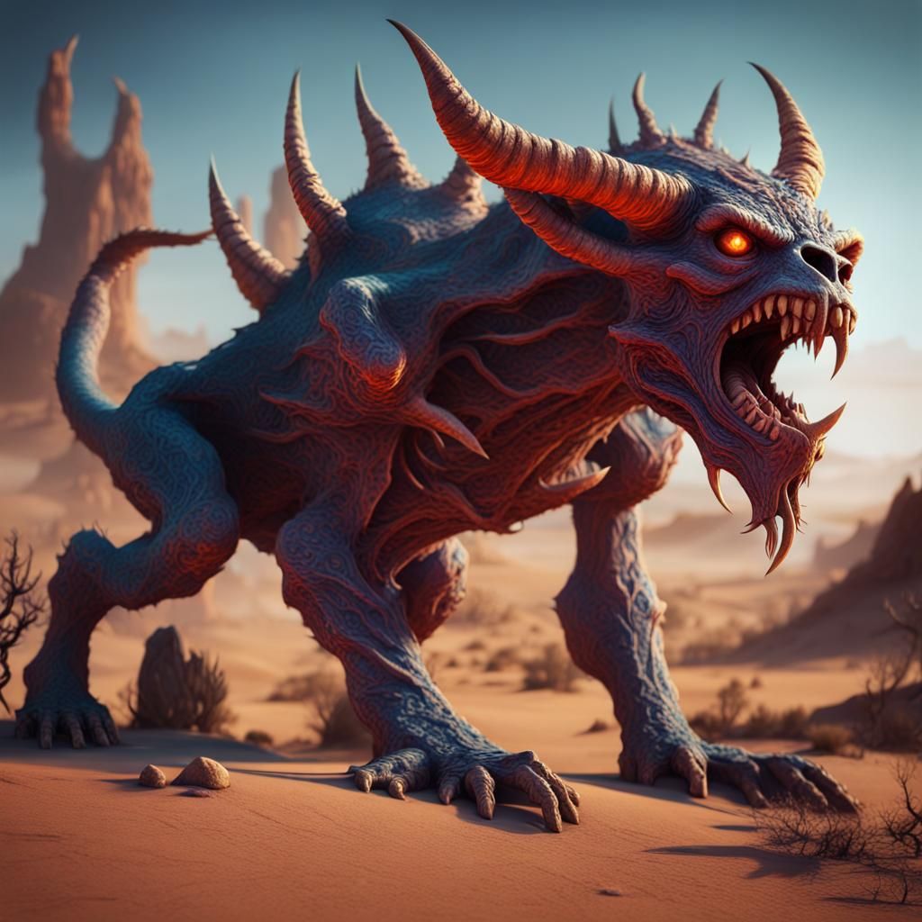 Demonic Desert Creature in Detailed Matte Painting