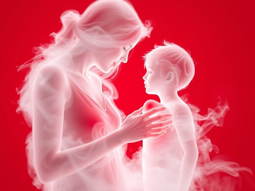 Motherly Love in Ethereal Haze, in a Dramatic Aesthetic