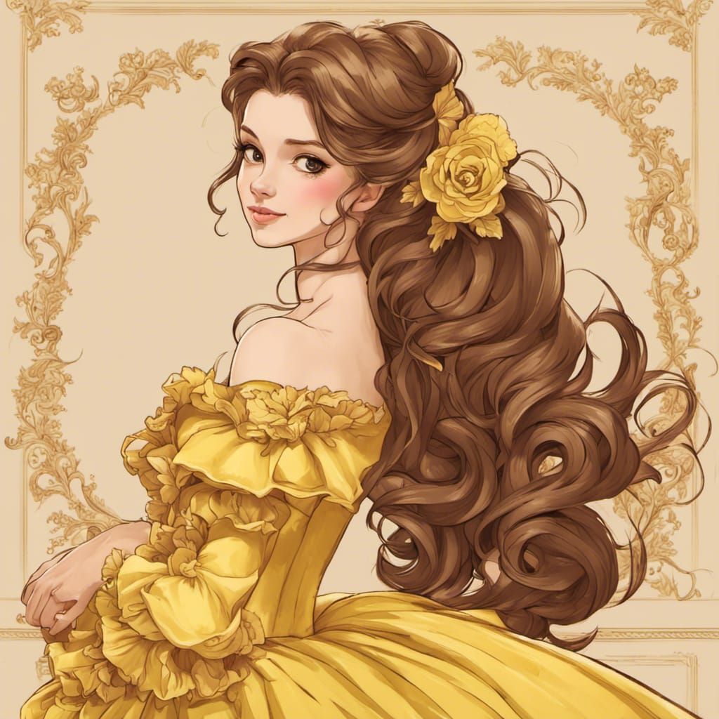 Rococo Princess Belle with Golden Dress