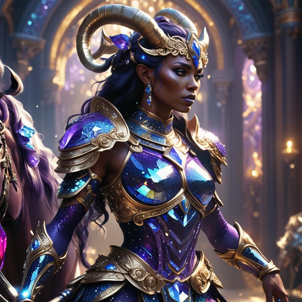 Lady Centaur with Crystalline Face: Fantasy Art