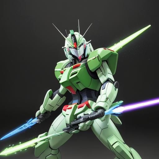 Neon Green Gundam Mobile Suit with Beam Saber