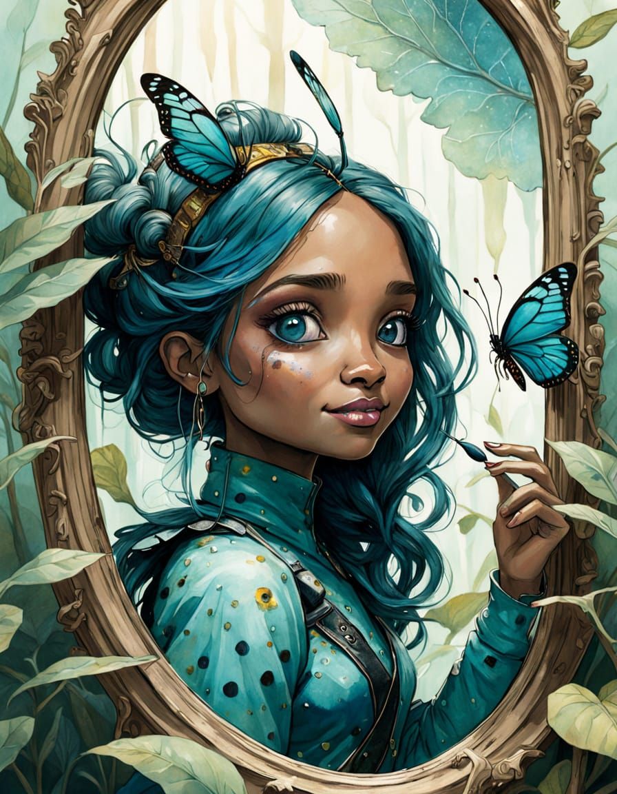 Caterpillar's Makeup Dilemma in Watercolor Style