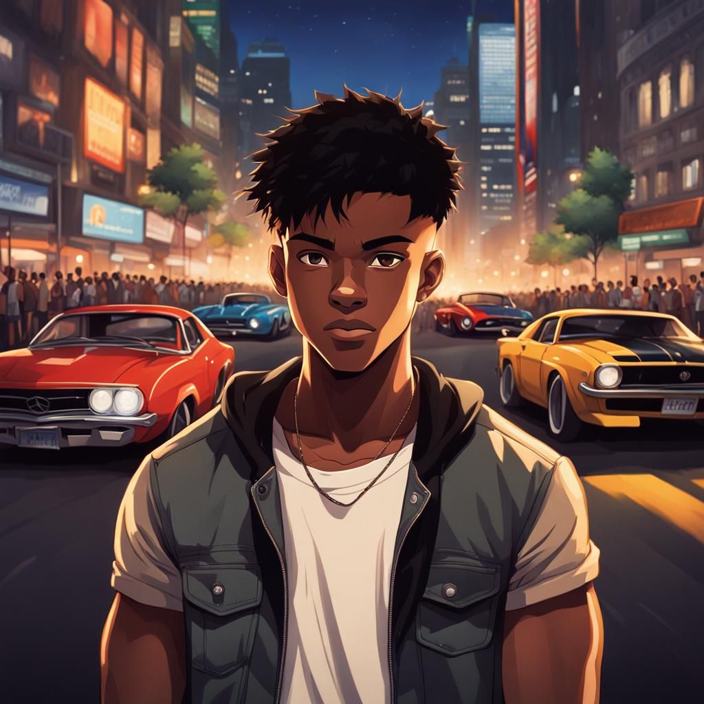 Anime-Style Illustration of a Young Man at Night