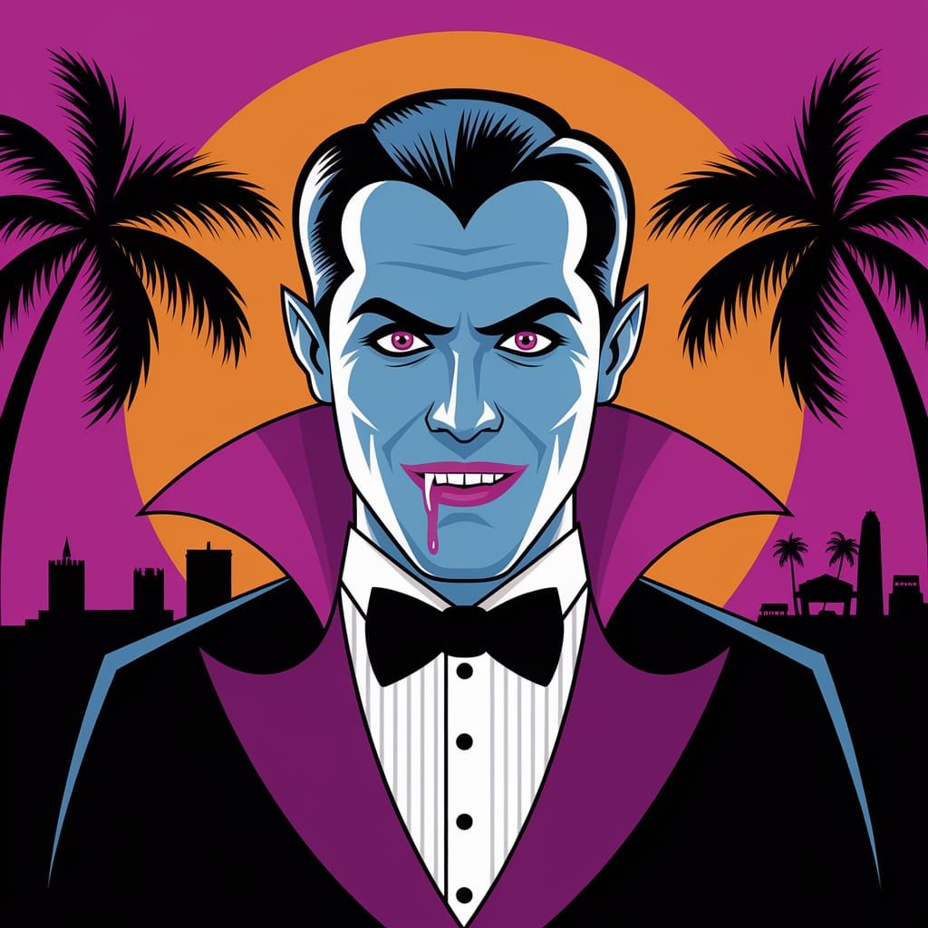 Dracula Movie Poster in Miami Vice Style