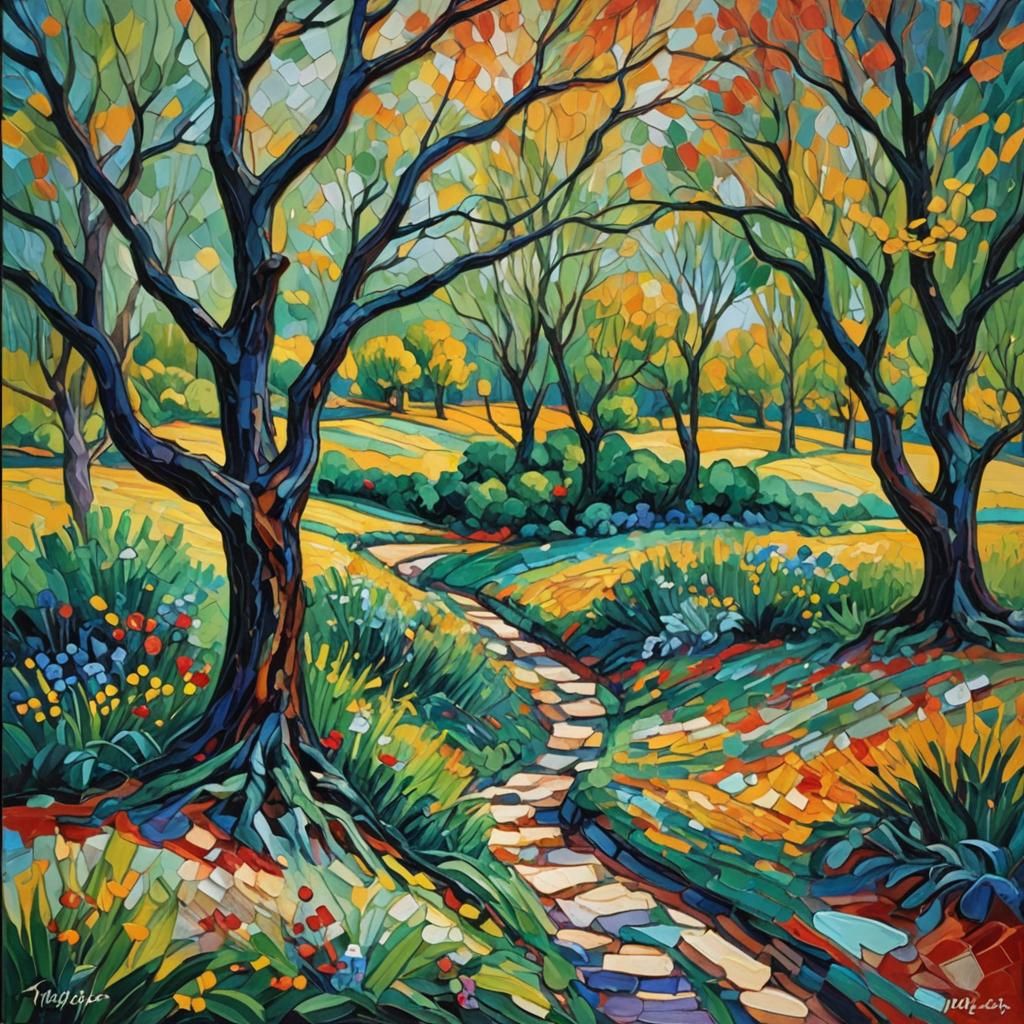 Scales of Justice in Neo-Impressionist Oil Painting