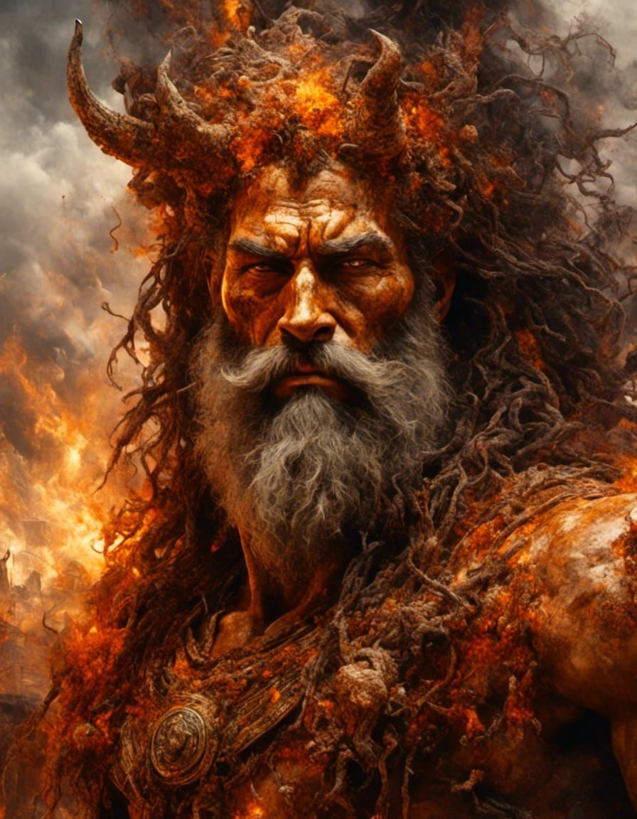 Hephaestus, God of Fire: Hyperdetailed Portrait