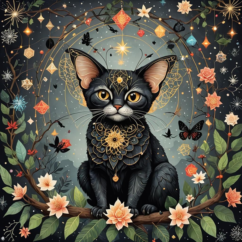 Christmas Card Creature in Psychedelic Surrealism Style