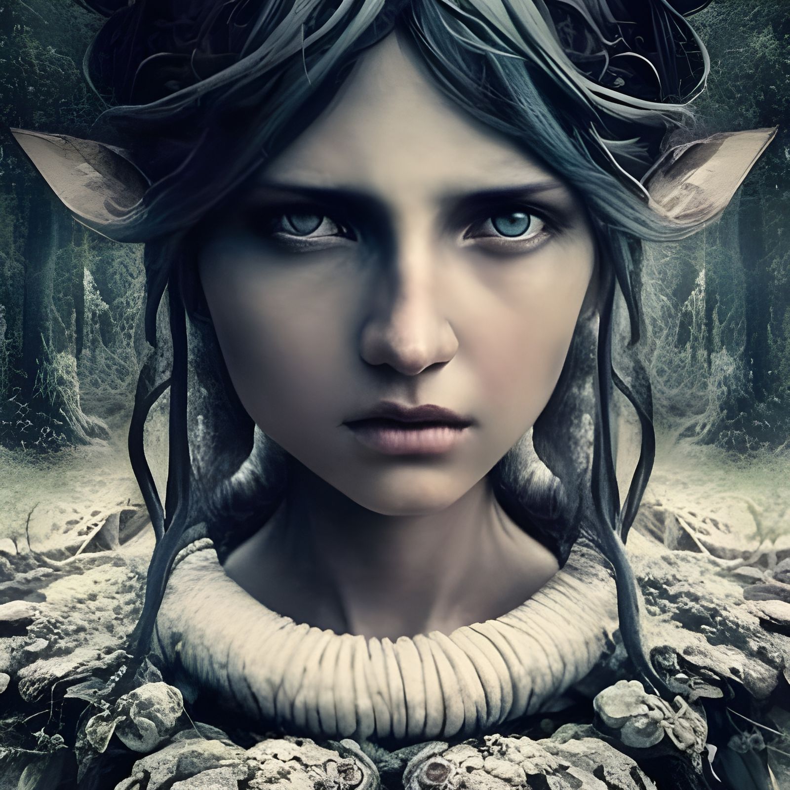 Enchanting Forest Elf Portrait in Digital Art Style
