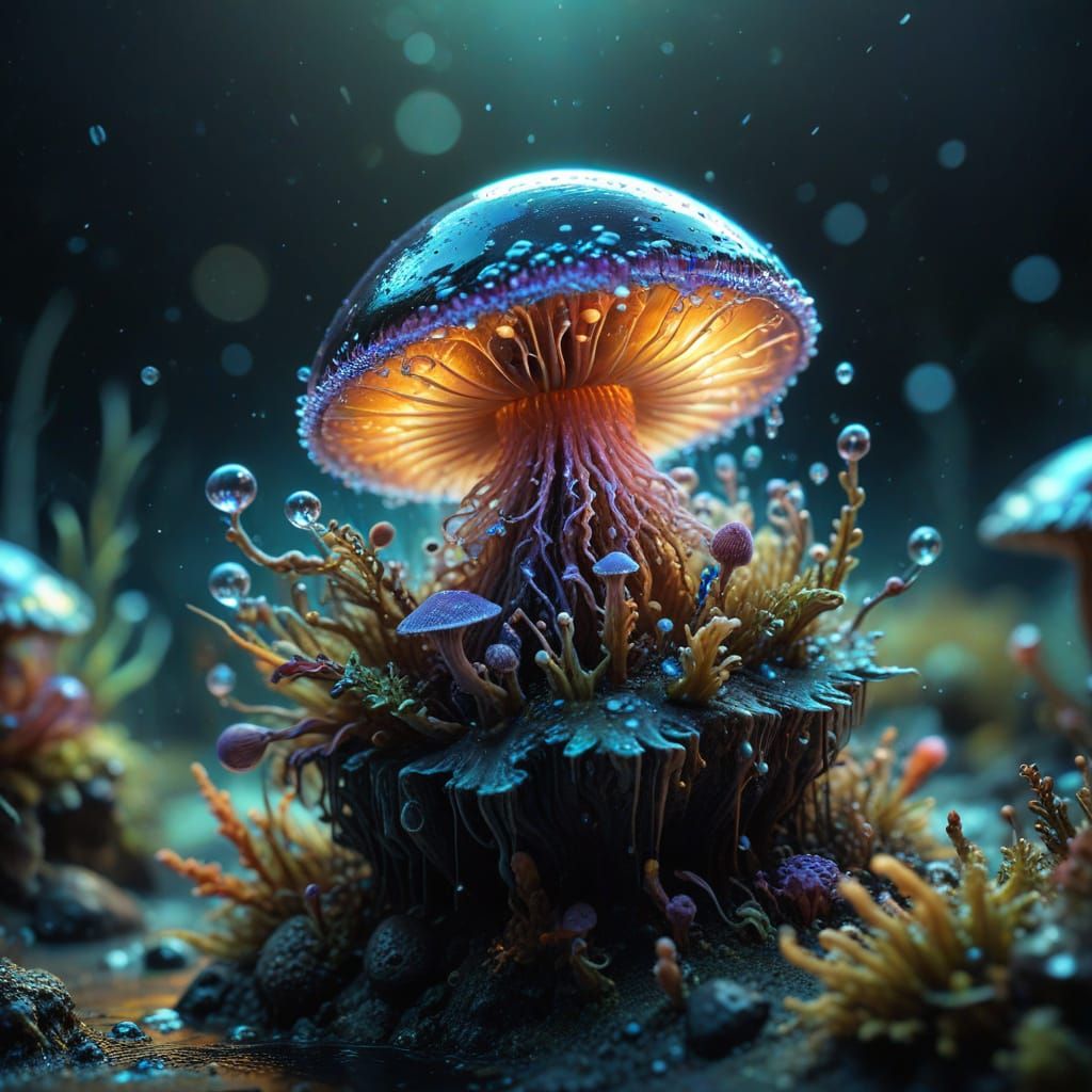 Vibrant Microscopic World with Glowing Cell Membranes