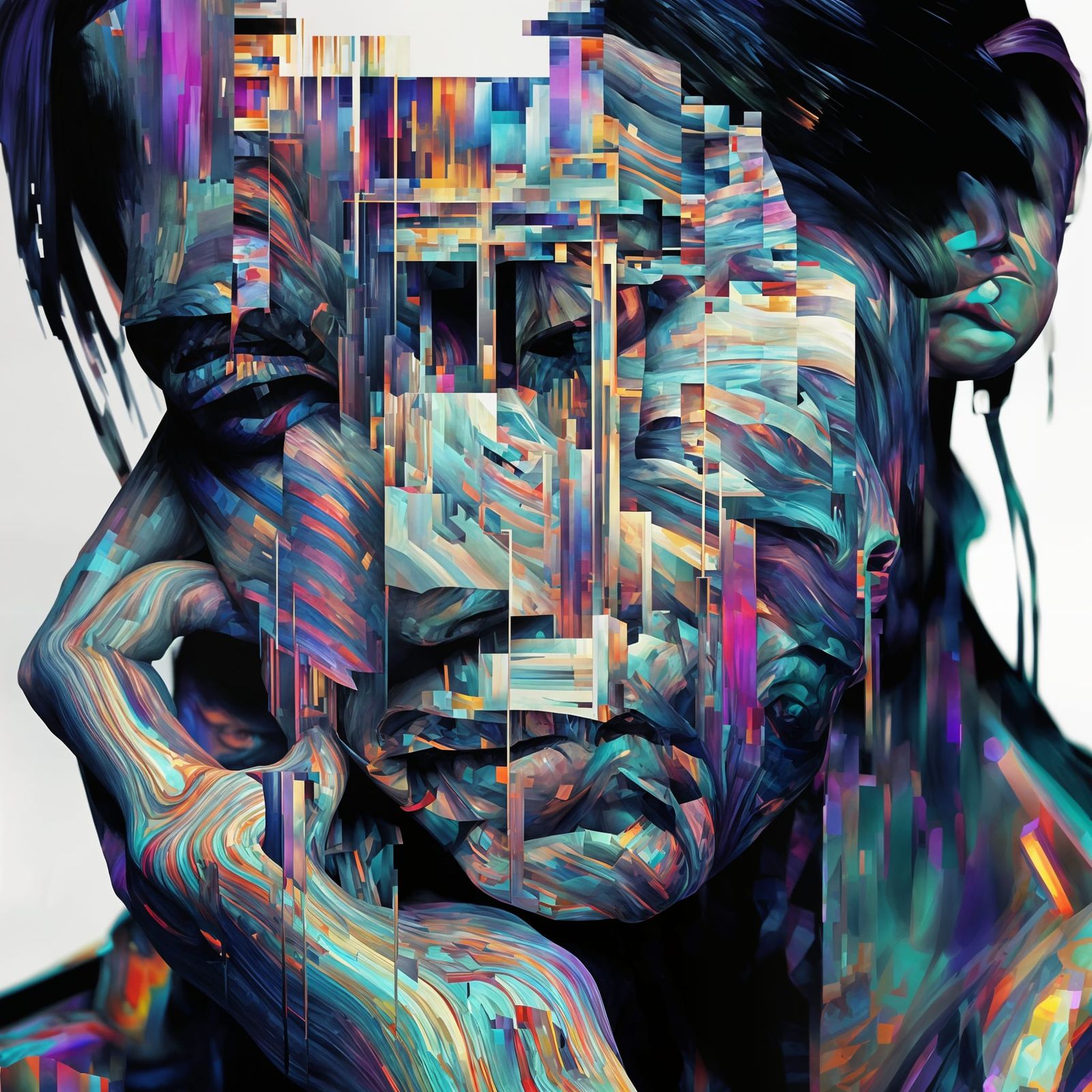Mesmerizing Glitch Art with Pixelated Effects