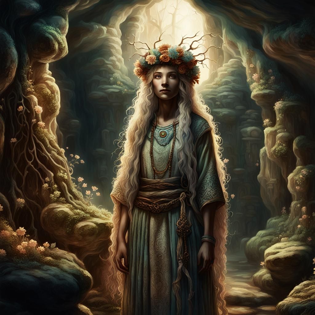 Serene Village Healer in Whispers of Ancient Magic