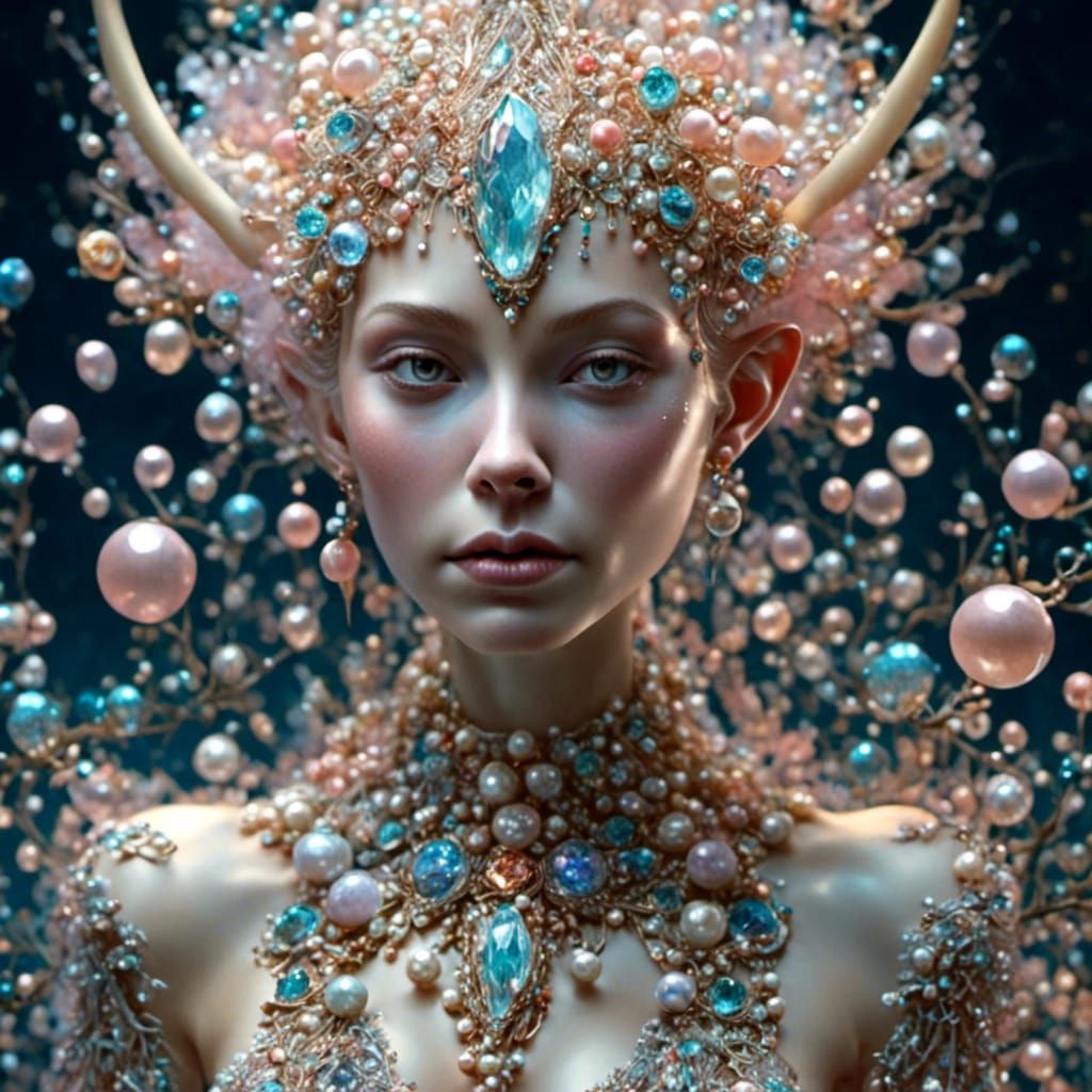 Jeweled Elf Fractal Art: Pearls and Jewels