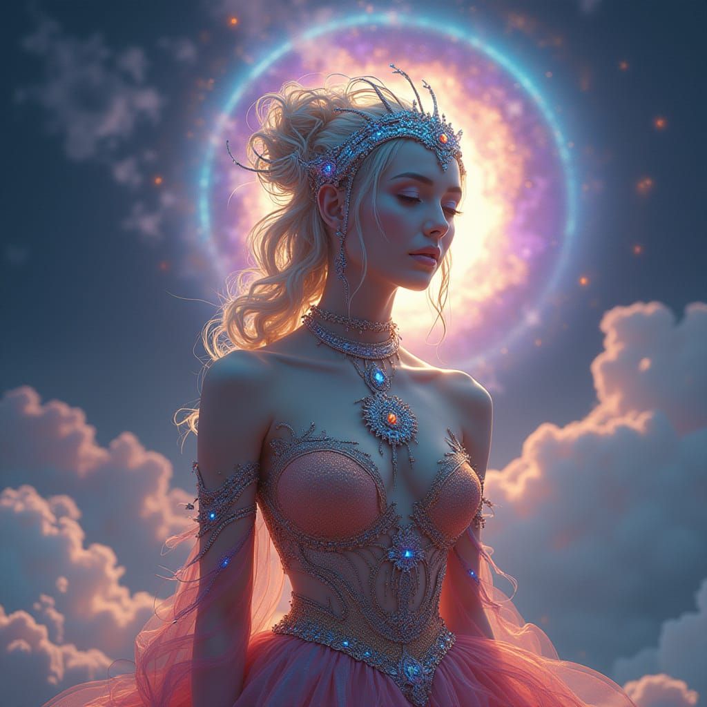 Ethereal Goddess in Cosmic Dreamscape